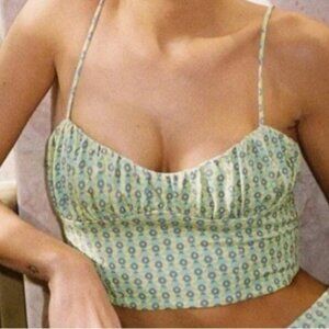 Zara Pastel Floral Printed Bustier Corset Inspired Tank Crop Top